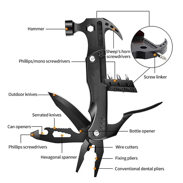Outdoor MultiFunction Tools Portable Folding MultiFunction Hammer