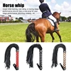 Outdoor Non Slip Leather Braided Horse Racing Whip Equestrian Riding Crops NEW 2