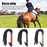 Outdoor Non Slip Leather Braided Horse Racing Whip Equestrian Riding Crops NEW 2