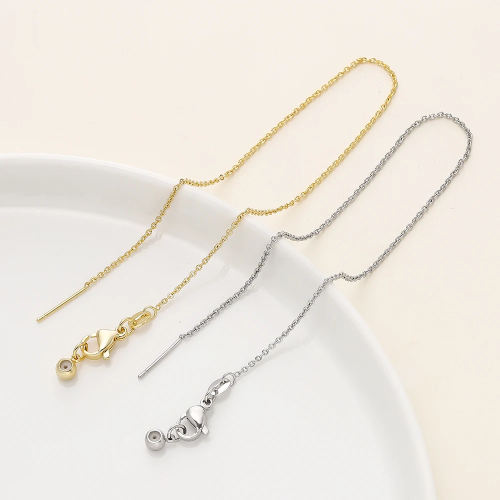Gold-Plated Adjustable Flat Chains with Lobster Clasp