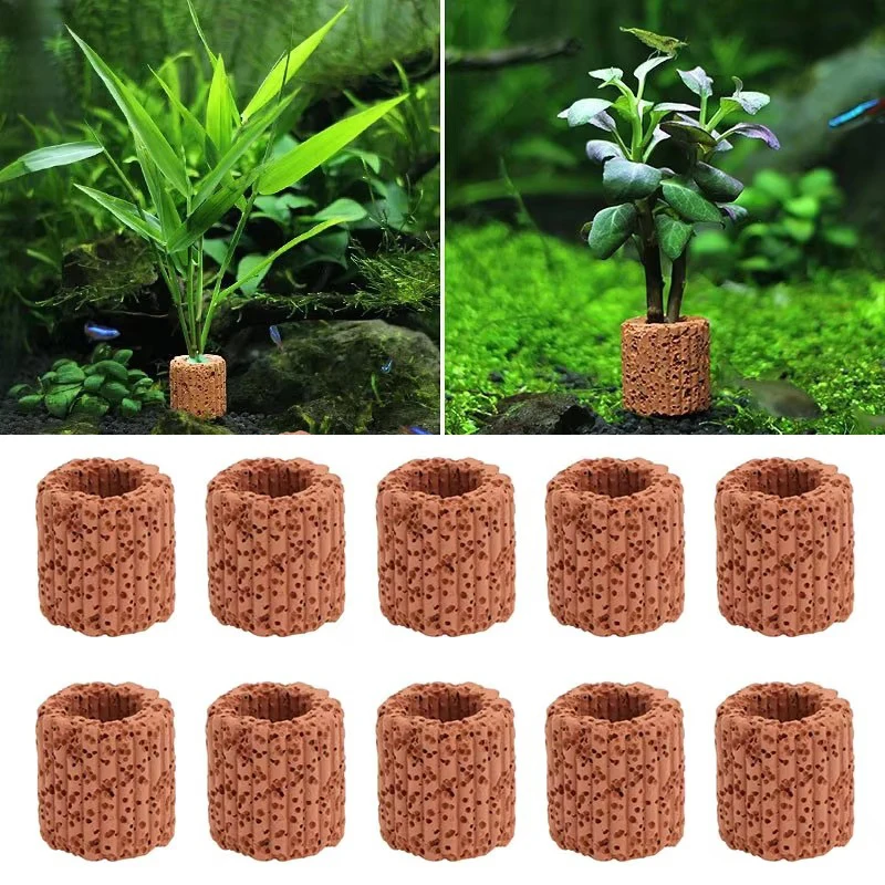 Aquatic Plant Fixed Ring for Aquarium Landscape Ceramic Water Plant Pot Ring Tool Decorations Fish Tank Accessories
