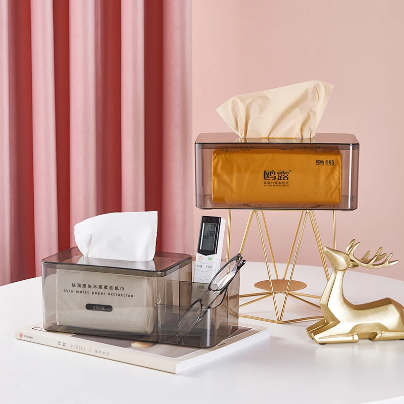 Tissue Box Tissue Dispenser Exquisite tissue box high-grade draw paper box acrylic household coffee table multi-function remote control desktop storage