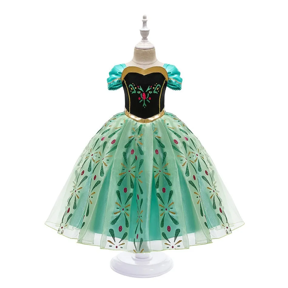 Little Girls Princess Dresses Snow Queen Anna Costume Children Halloween Cosplay Clothes Kids Birthday Party Carnival Disguise