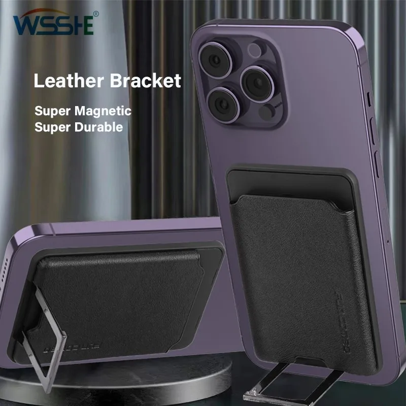 

Universal Magnetic Suction Adhesive PU Leather Magnetic Card Case Bracket Folding Phone Holder For iPhone 14 13 Samsung