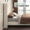 Queen Size Upholstered Bed Frame with 50.8" Tall Headboard, Wingback Platform Beds with Solid Wood Legs, Bed Frames 5