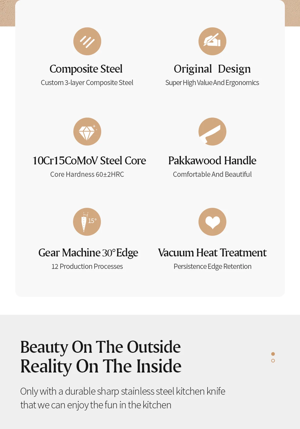 XINZUO 8,5 ''зубчатый нож для хлеба из плакированной стали, длинный нож ...