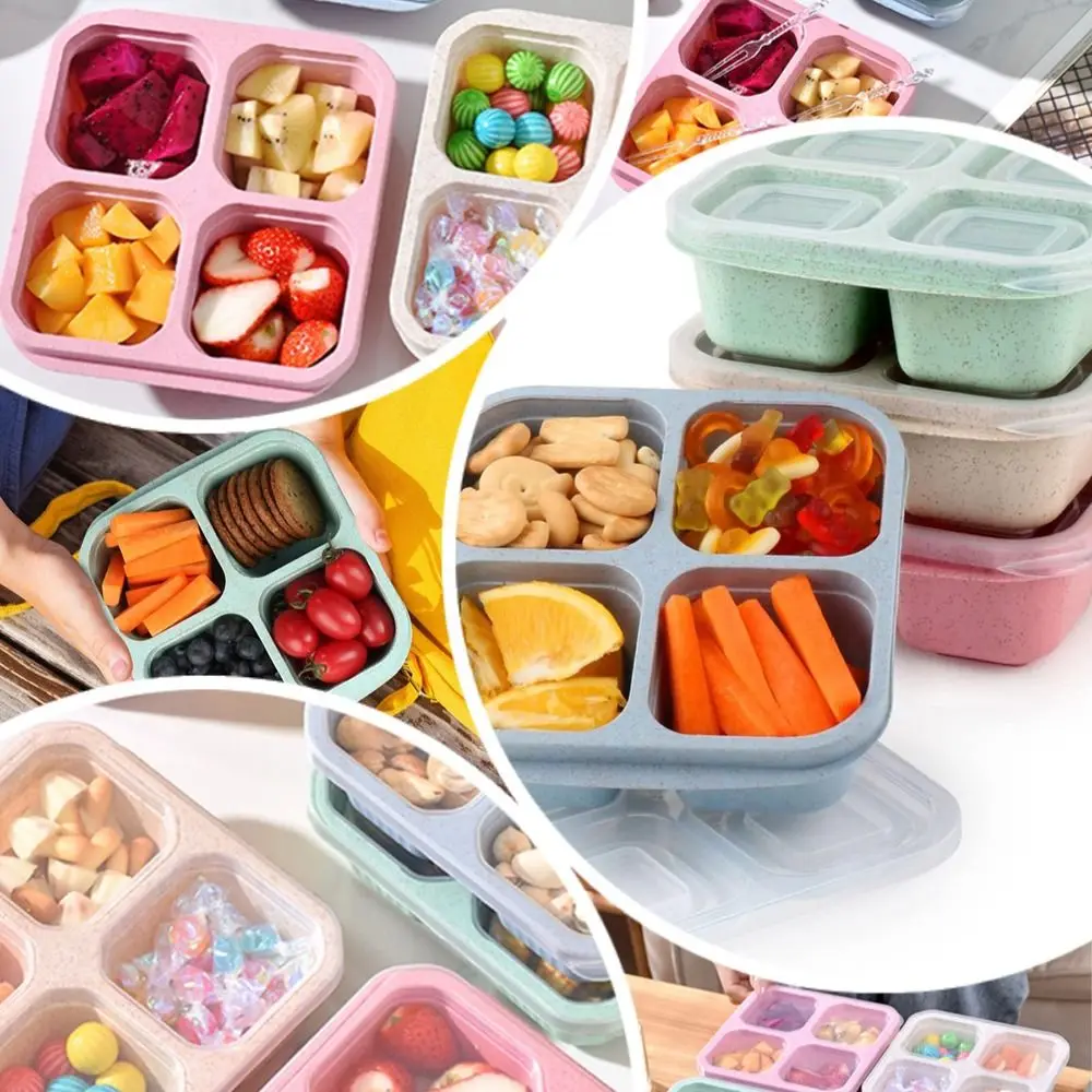 4 Pcs Reusable Container Divided Snack Containers Travel Candy Decor Fruit  Meal Prep Compartment Food Pp Stackable Small Office - AliExpress