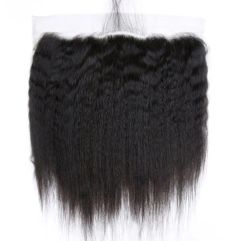 10-20 Inch Kinky Straight Human Hair Lace Frontal 13x4 Transparent Swiss Lace Natural Color Brazilian Remy Hair Pre-Plucked