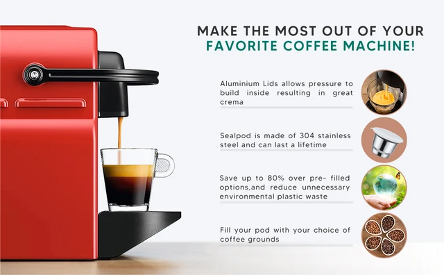 3 filtros de cápsulas de café reutilizables recargables para máquina  Nespresso Multi Ehuebsd Libre de BPA