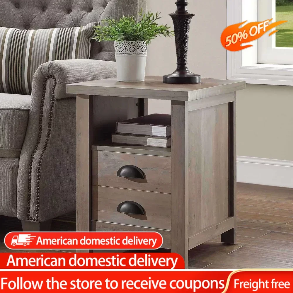 

Granary Modern Farmhouse End Table Nightstands Rustic GrayFreight Free Bedroom Furniture Bedside Cabinet Home