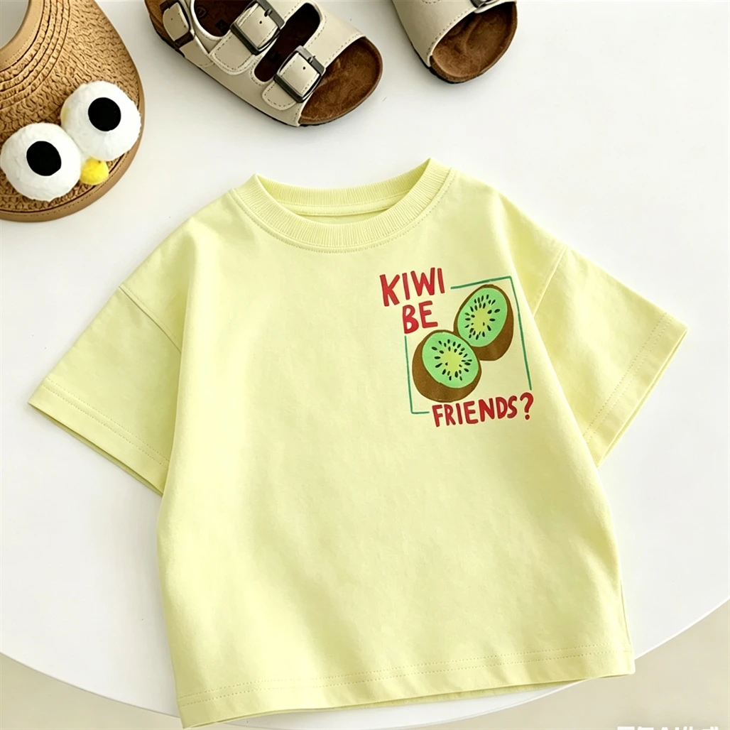 1-7Age Child Lovely Tshirt Printing Tops Summer Clothes Fruit T-shirt Simple All-match Base Shirt Baby Boys Thin Short Sleeve 5