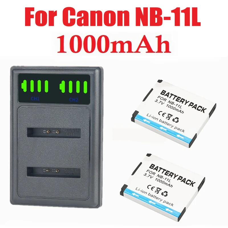 1000Mah Nb-11L Nb11L Nb 11L Nb-11Lh Batteria + Caricabatterie Lcd Per Canon Powershot A2300,A2400 Is, A2500, A2600, A3400 Is, A3500 Is