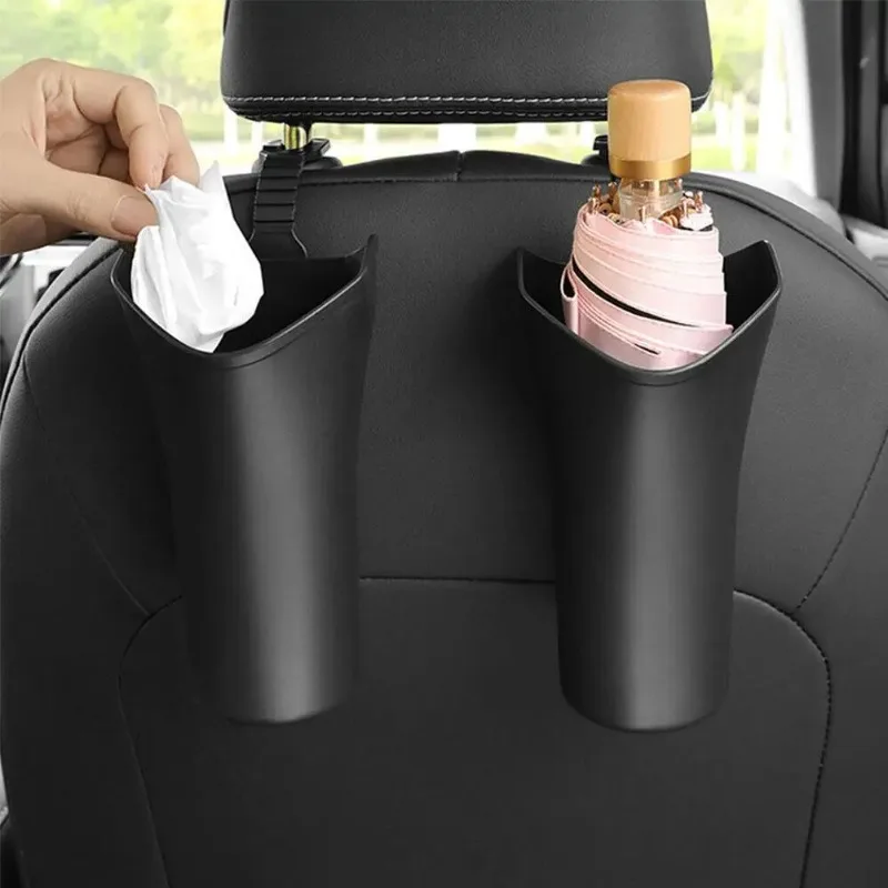 Car Storage Box With Hook Umbrella Kettle Rack Barrel Trash Box Storage Holder Case Plastic Can Black Auto Z1E8