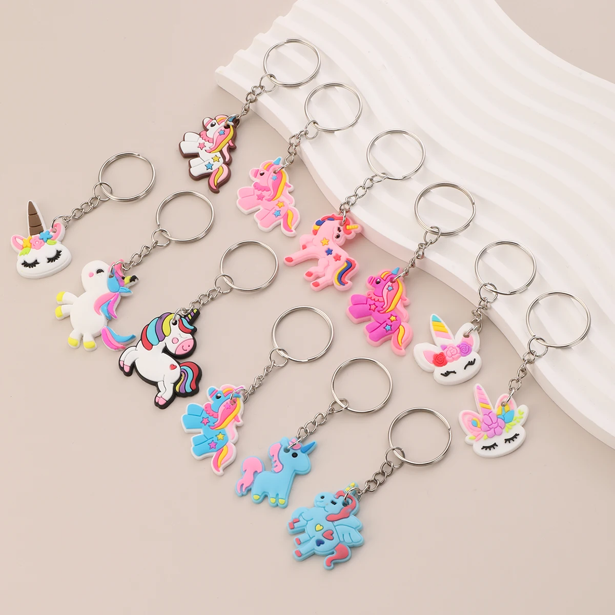 12pcs Unicorn Keychain Soft Rainbow Key Ring Animals Toys Backpack ...