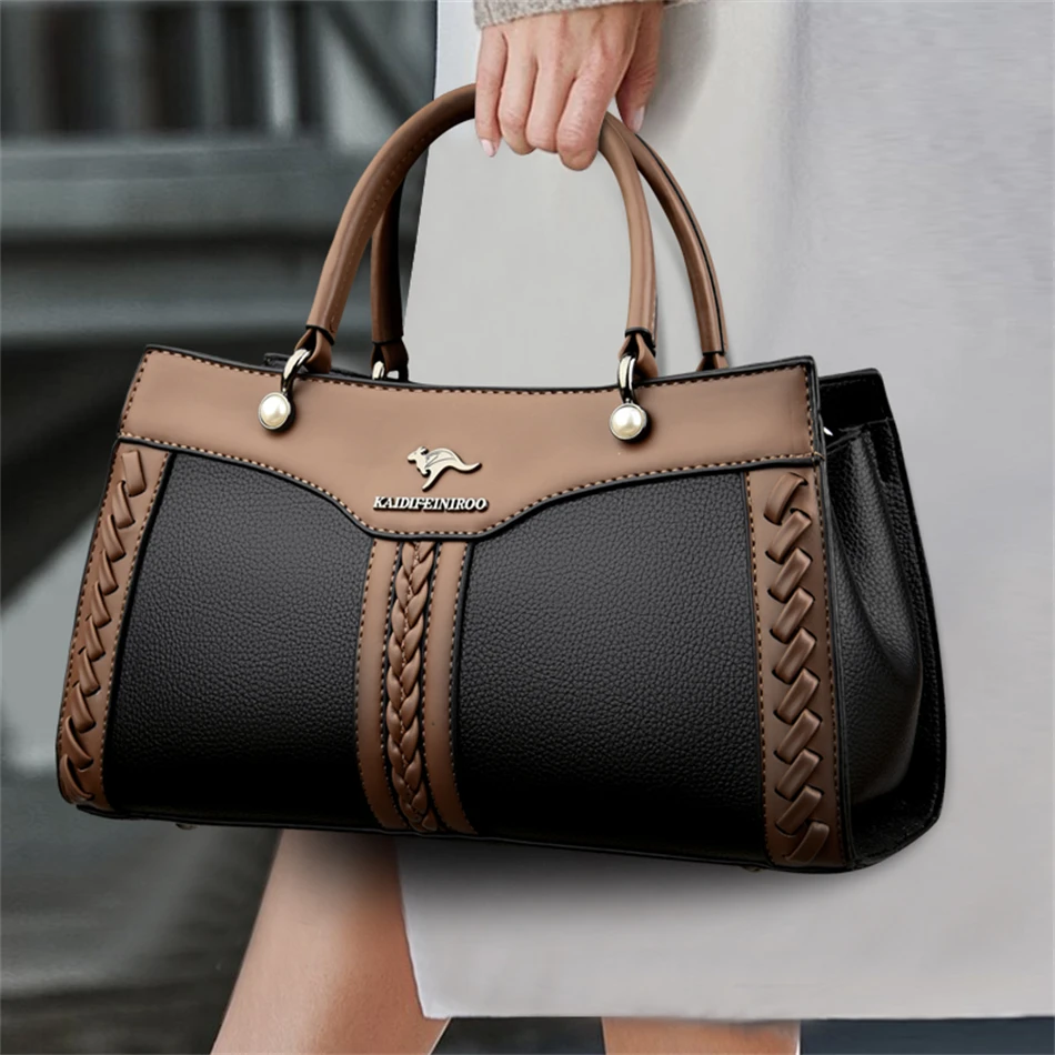 Layered leather handbag