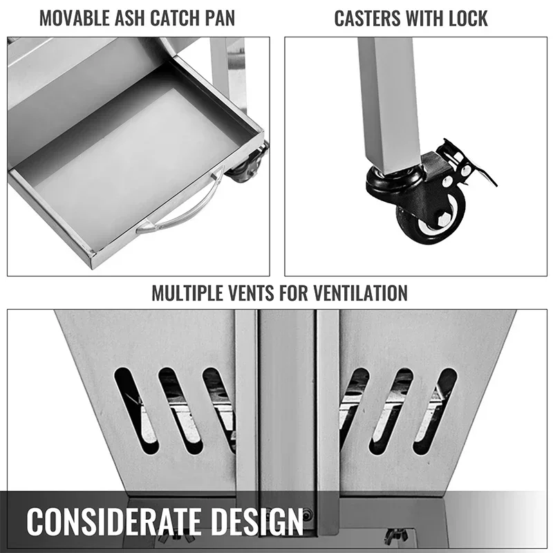 40KG/88 LBS Electric Roaster Grill 2 in 1 Rotisserie Grill W Lockable Wheels for Roasting Sheep Turkey Beef Fish BBQ Grill 6