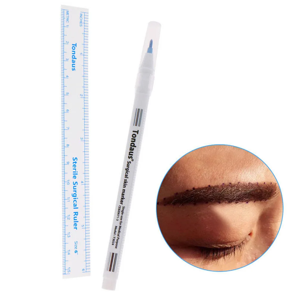 1Pcs Surgical Skin Marker Pen Ear Nose Piercing Facial Beauty Eyebrows Tatoo Eyelash Grafting Makeup Tool Waterproof Blue White 2