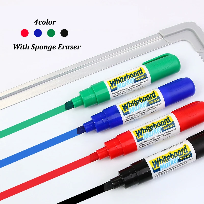 Vibrant Dry Erase Markers with Built-in Eraser, Bold 6mm Tip, Low-Odor & Non-Toxic