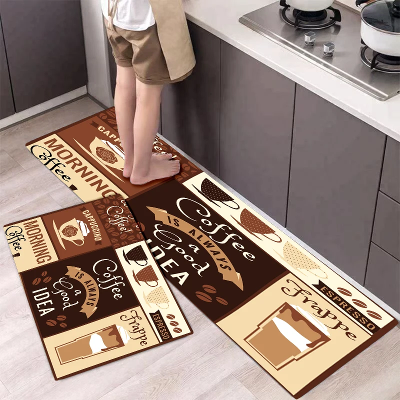 

Morning Coffee Cap Pattern Printed Rectangle Carpet Rug For Kitchen Quick Dry Absorbent Bath Rug Rug Nonslip Mat Home Decor