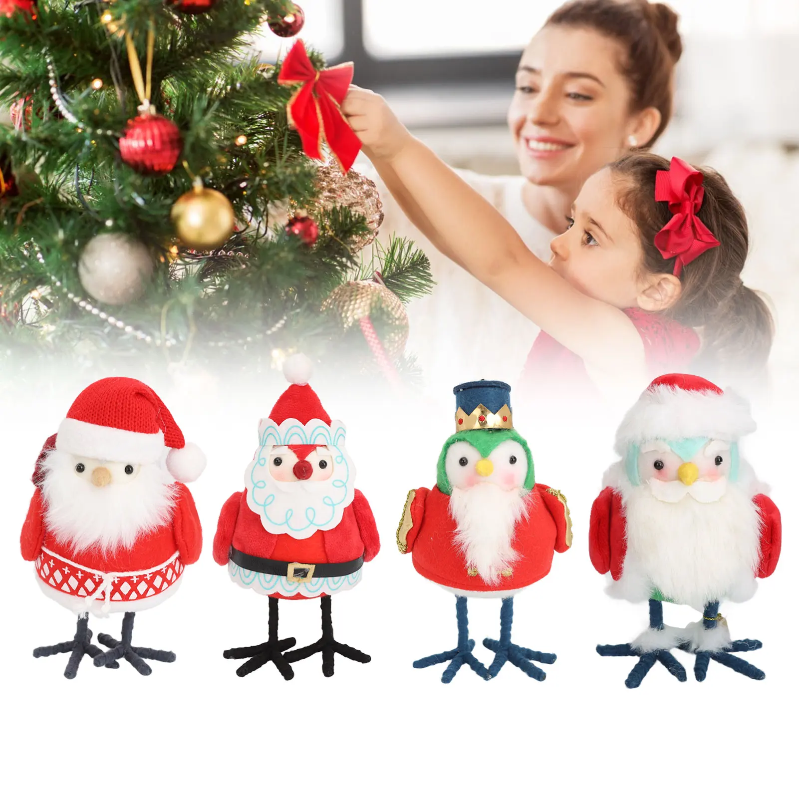 

Рождественские украшения для стола в виде птиц, рождественские украшения для стола в виде птиц, милые яркие плюшевые украшения для стола в виде птиц на Рождество