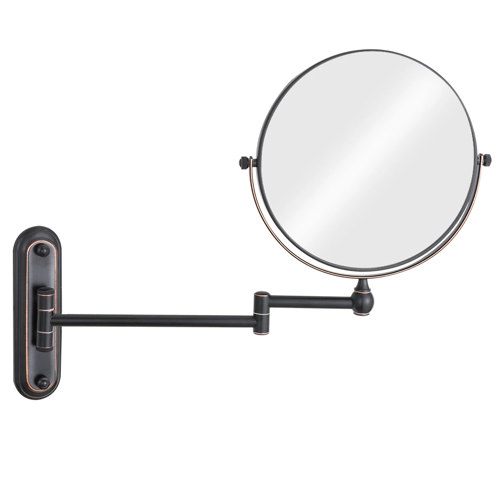 GURUN 8''360 Rotate Wall Mounted Double Sided Solid Brass Vanity Makeup Mirror Oil Rubbed Bronze 3/5/7/10X Magnifying Bath Hotel 8 inch 360 degree swivel 3x 5x 10x magnifying makeup mirrors wall mount two sided bathroom magnification vanity mirror flexible