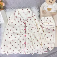 Japanese Cute Kawaii Small Cherry Pajama Set Long Sleeve Women's Soft Sleepwear Home Outfit Loungewear Nightwear Spring Autumn​ - Image 6