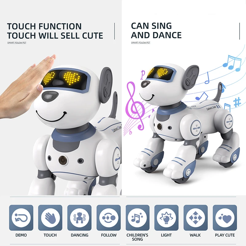 Funny RC Robot Electronic Dog Stunt Puppy Voice Command Programmable Touch-sense Music Song Robots Dogs for Children's Toys Kids