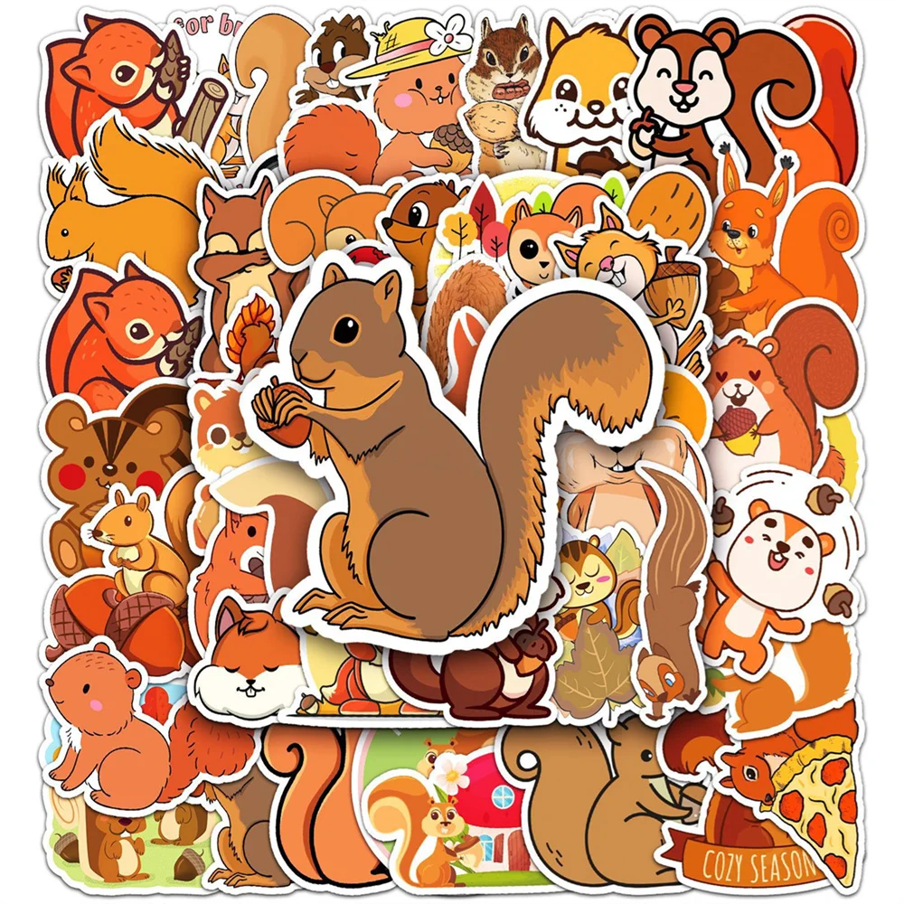 

10/30/50PCS New DIY Squirrel Animal Sticker Cartoon Creative Anime iPad Computer Laptop Luggage Decoration Waterproof Wholesale
