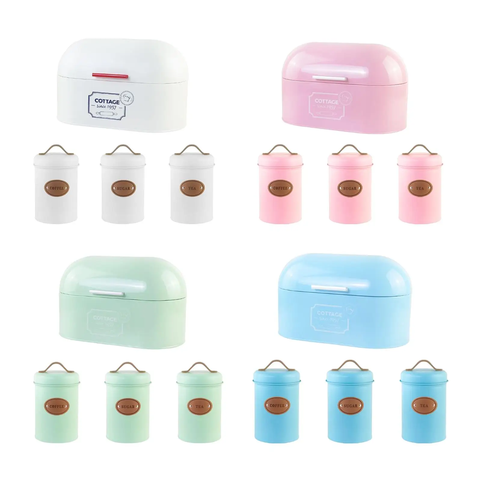 

High Capacity Bread Box Counter Organizer Storage Canister Coffee Tea Modern Bread Box and Canister Set for Loaf Biscuits