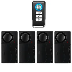 Advanced Wireless Anti-Theft Vibration Alarm with Remote Control, 110dB Security Sensor System (4 Host 1 Remote)
