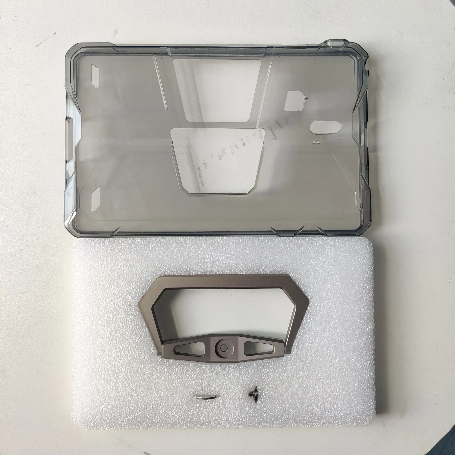 Silica Gel Tablet Case for 8849 Unihertz TANK E Pad TPU Silicone Transparent Cover Metal Holder Foldable Support Stand Kickstand tablet case