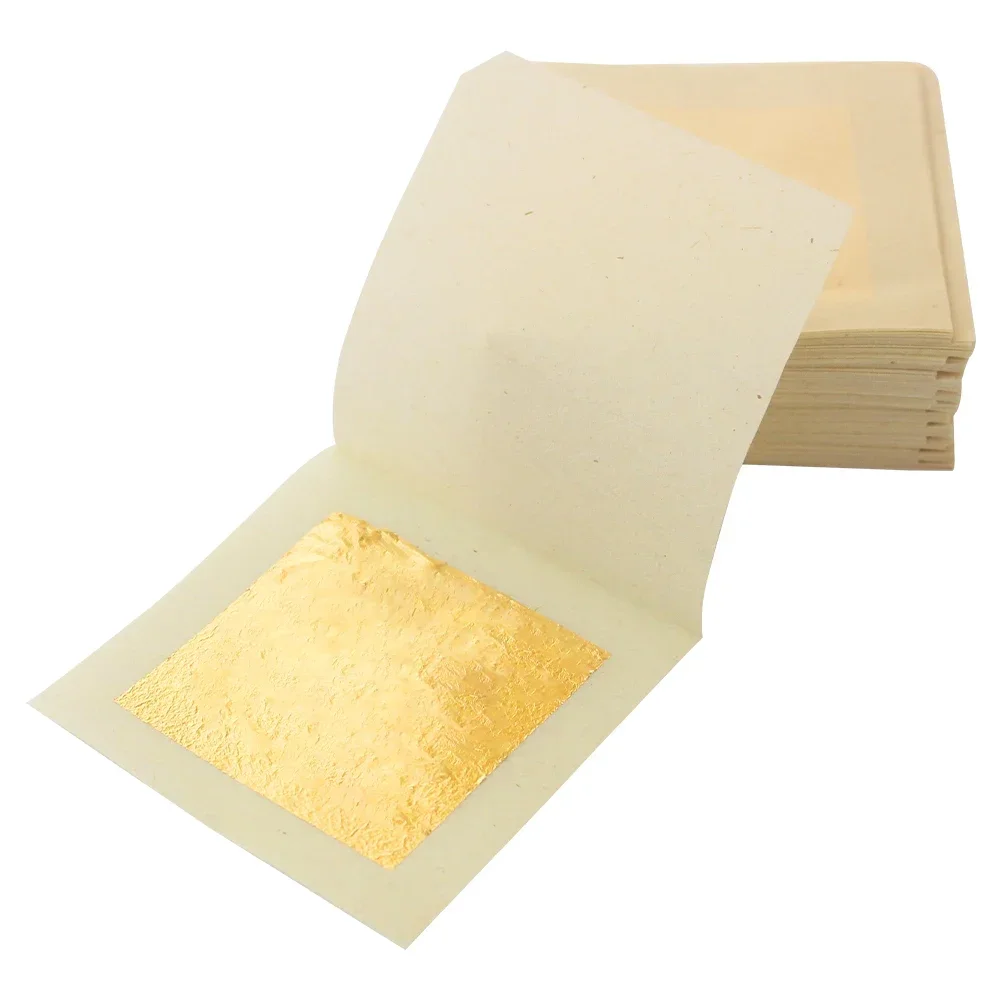 

24K Gold Leaf Edible Gold Foil Sheets for Cake Decoration Facial Arts Crafts Paper Home 10PCS Real Gold Color Foil Gilding