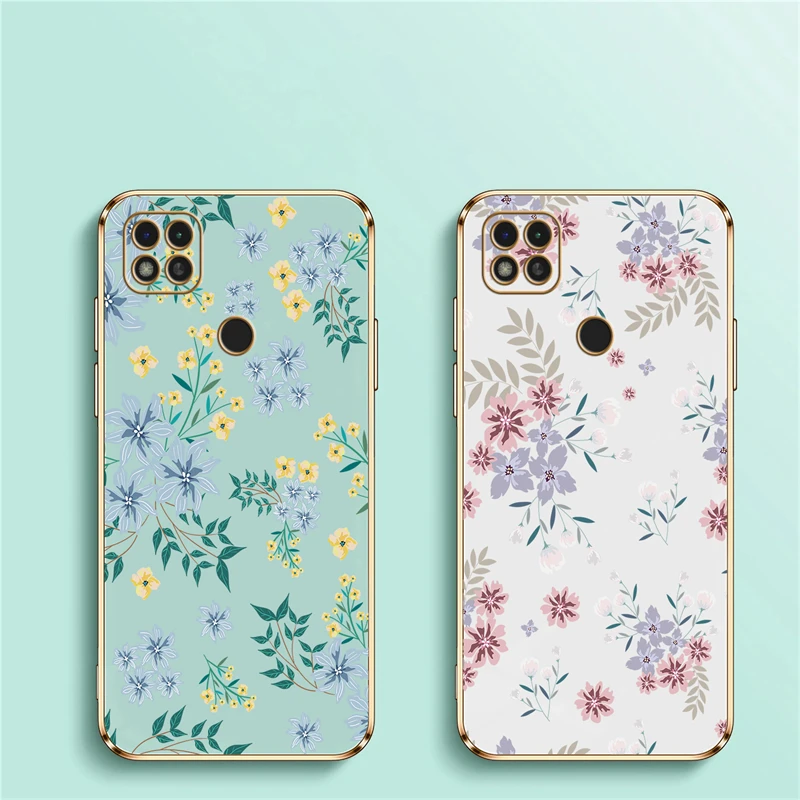 Elegant Shockproof Floral Silicone Phone Case Coque with Plating Design