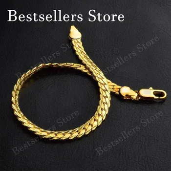 925 Sterling Silver, 18K Gold, 5mm Embossed Bracelet - Fashionable for Men and Women, Charming, Wedding Gifts and Jewelry 5