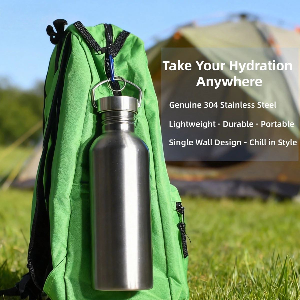 Premium Stainless Steel Sports Water Bottle - Large Mouth, Single Wall Flask with Matching Lid (350-2000ml)