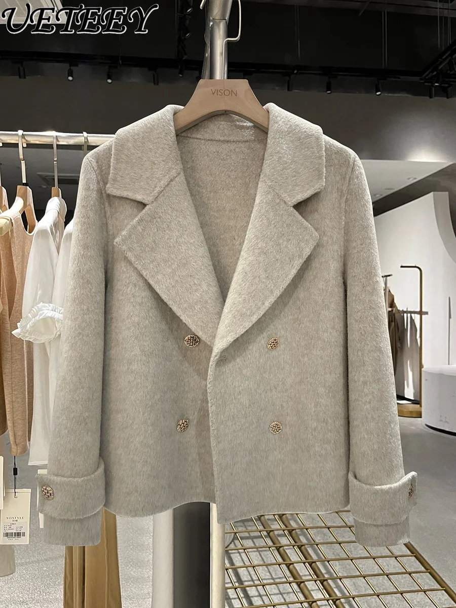 Wool Beige Double-sided Woolen Short Coat Clothes for Women's Autumn ...