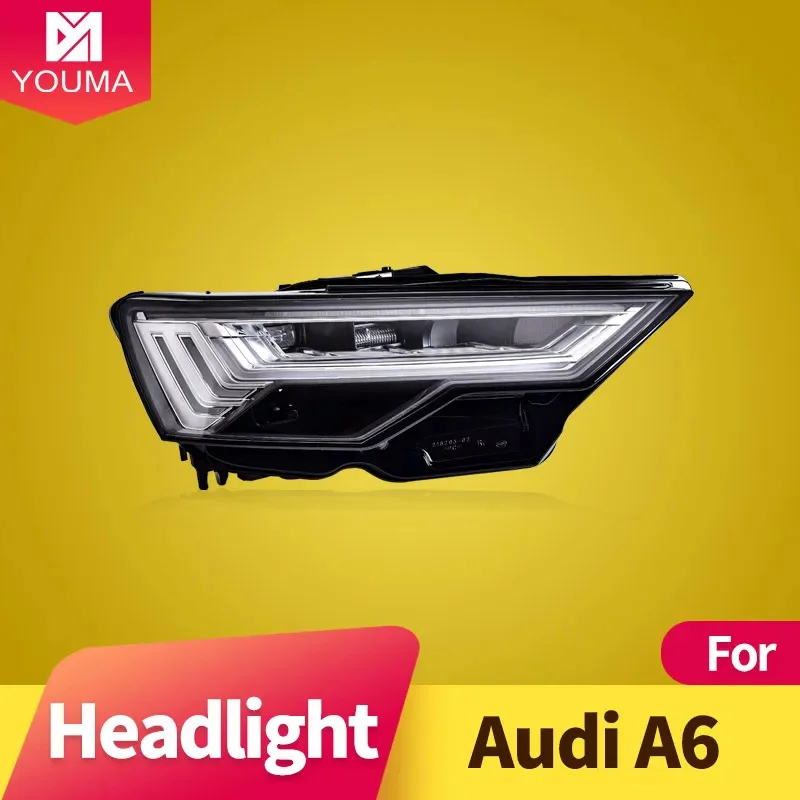 

Стайлинг автомобиля, передняя фара для Audi A6, фары 2019-2023 головного света, линза проектора DRL, автомобильные аксессуары