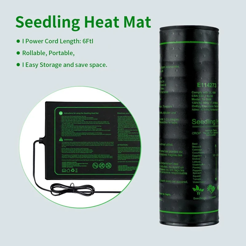 Heating Mat Warm Hydroponic Heating Mat Forseed Starting,Indoor Gardening,Waterproof Plant US Plug