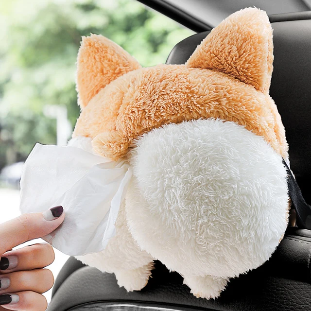 HEMOTON Creative Corgi Butt Car Seat Neck Pillow Auto Headrest Soft Cushion  Plush Toy (Brown)