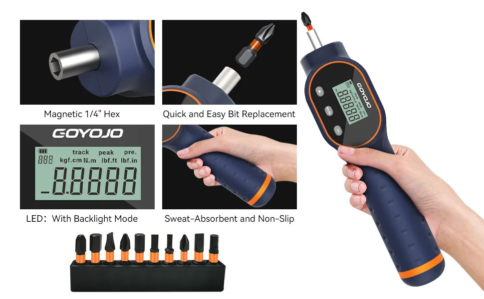 Digital Torque Screwdriver 1/4” Magnetic Drill Bit 10pcs Set Drive Screwdriver A