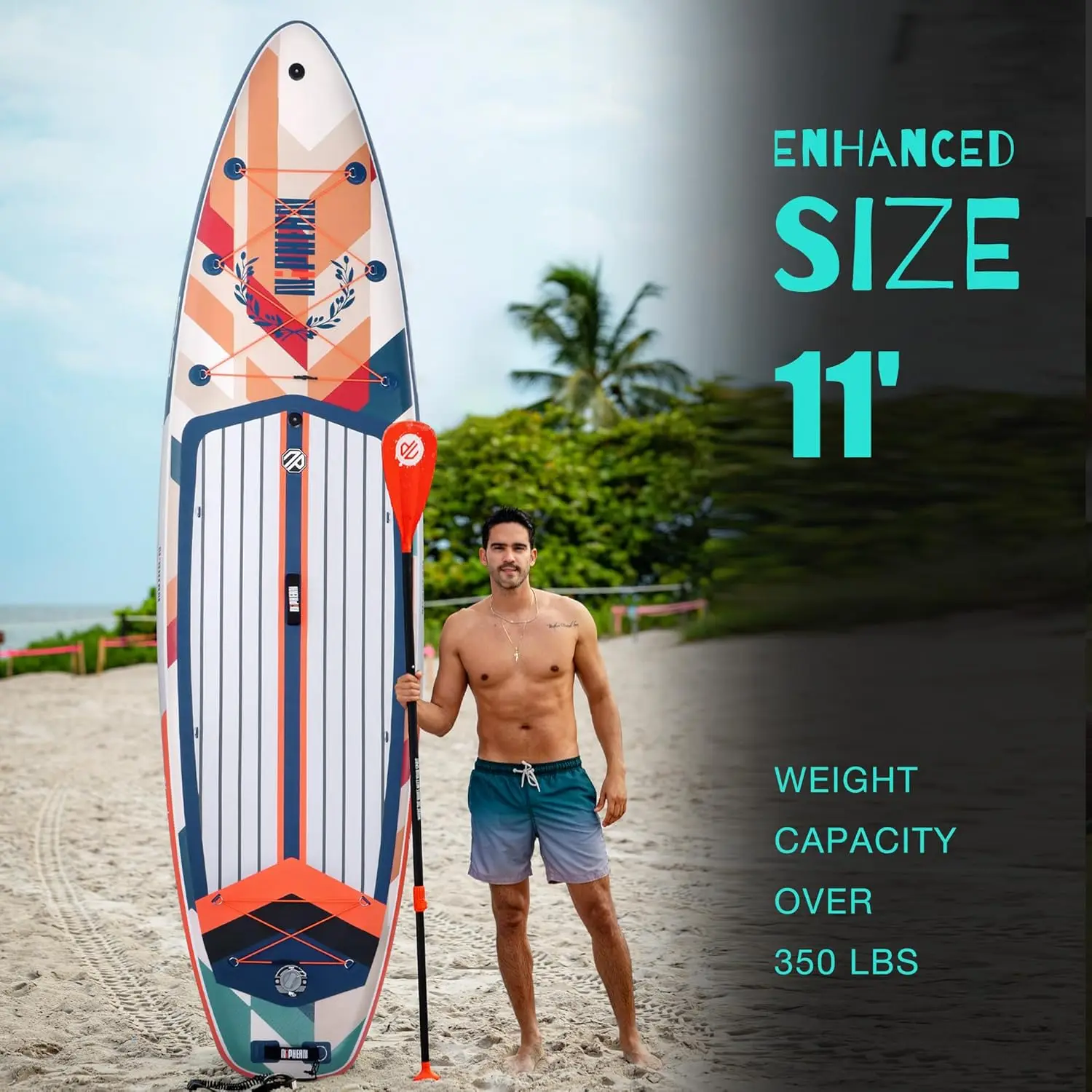 Board with Balanced Wing Design and Durable SUP Accessories, 11&rsquo; Stable Inflatable Paddle Boards for
