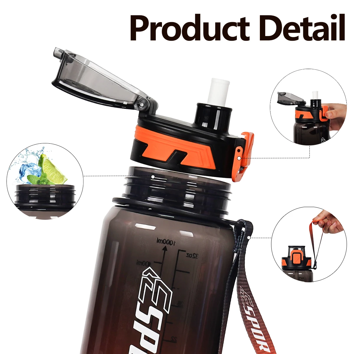 950ml/31oz 700ml/24oz Outdoor Straw Sports Water Bottle for Fitness Suitable Birthday Gifts And Fitness Enthusiasts