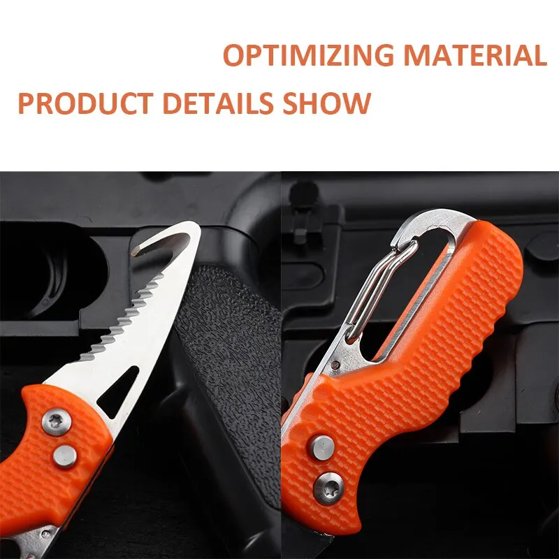 1pcs Outdoor Camping Portable Folding Knife Express Package Knife Gift Keychain Serrated Hook Carryon Survival Tool Box folding knife camping knives