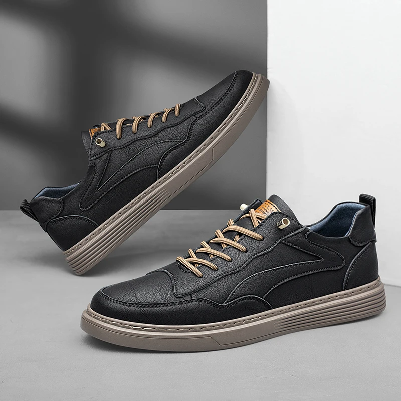 

New Men's Genuine Leather Casual Shoes Fashion Mens Sneakers Spring Autumn Leisure Walk Hiking Shoes Male Outdoor Shoes Men Shoe