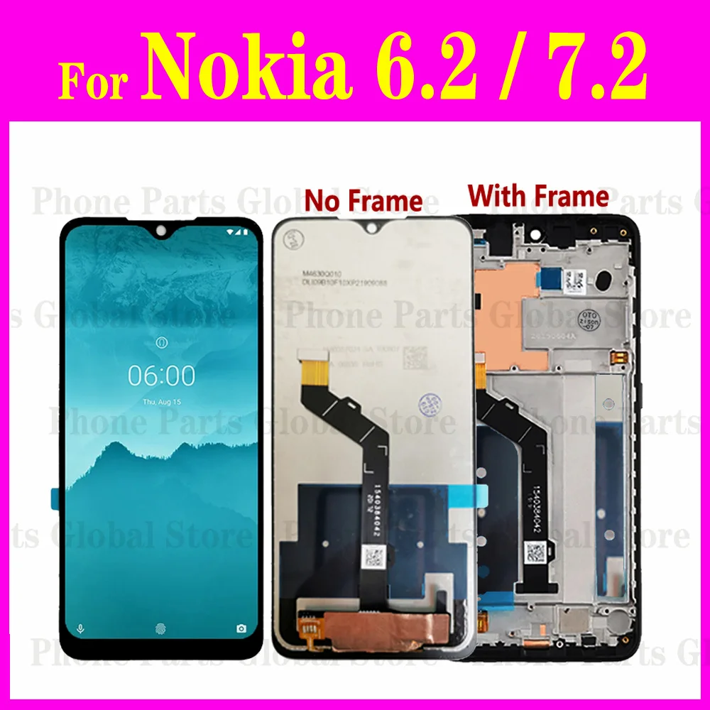 Lcd Con Cornice Per Nokia 6.2 Ta-1200 Ta-1198 Display Per Nokia 7.2 Ta-1193 Ta-1178 Schermo Touch Digitizer Assembly Sostituzione