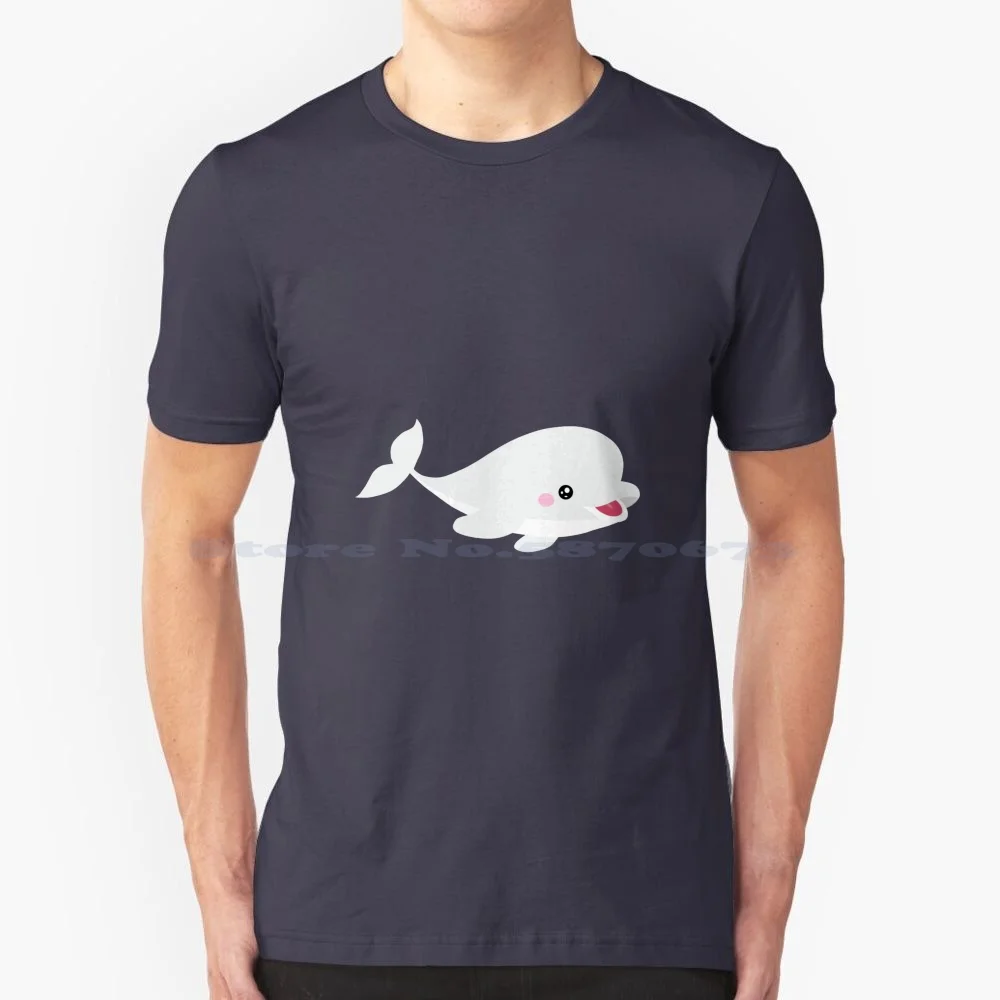 Beluga T Shirt 100% Cotone Tee Baby Beluga Sea Animal Sea Creature Beluga Whale Nature Animal Art Wildlife Cute Kawaii Wave
