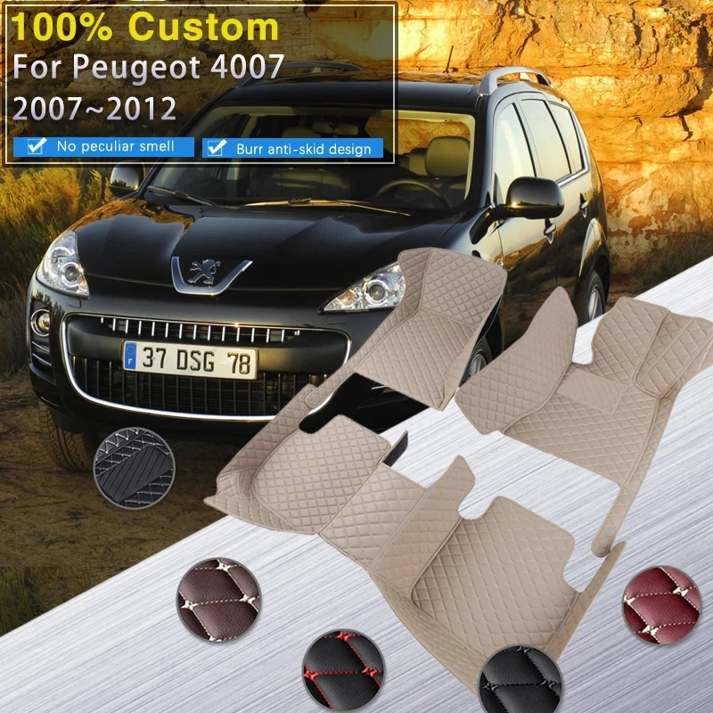 

Car Floor Mats For Peugeot 4007 Mitsubishi Outlander Citroën C-Crosser 2007~2012 Rugs Carpets Leather Mat Pad Car Accessories