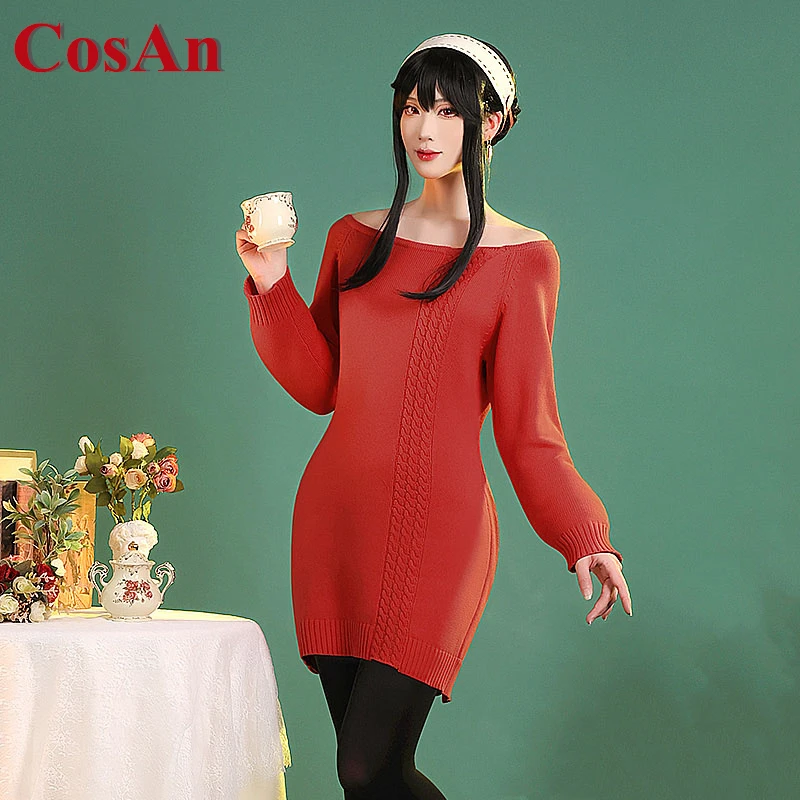 

CosAn Anime SPY FAMILY Yor Forger Cosplay Costume Sweet Lovely Red Home Dress Activity Party Role Play Clothing S-XL