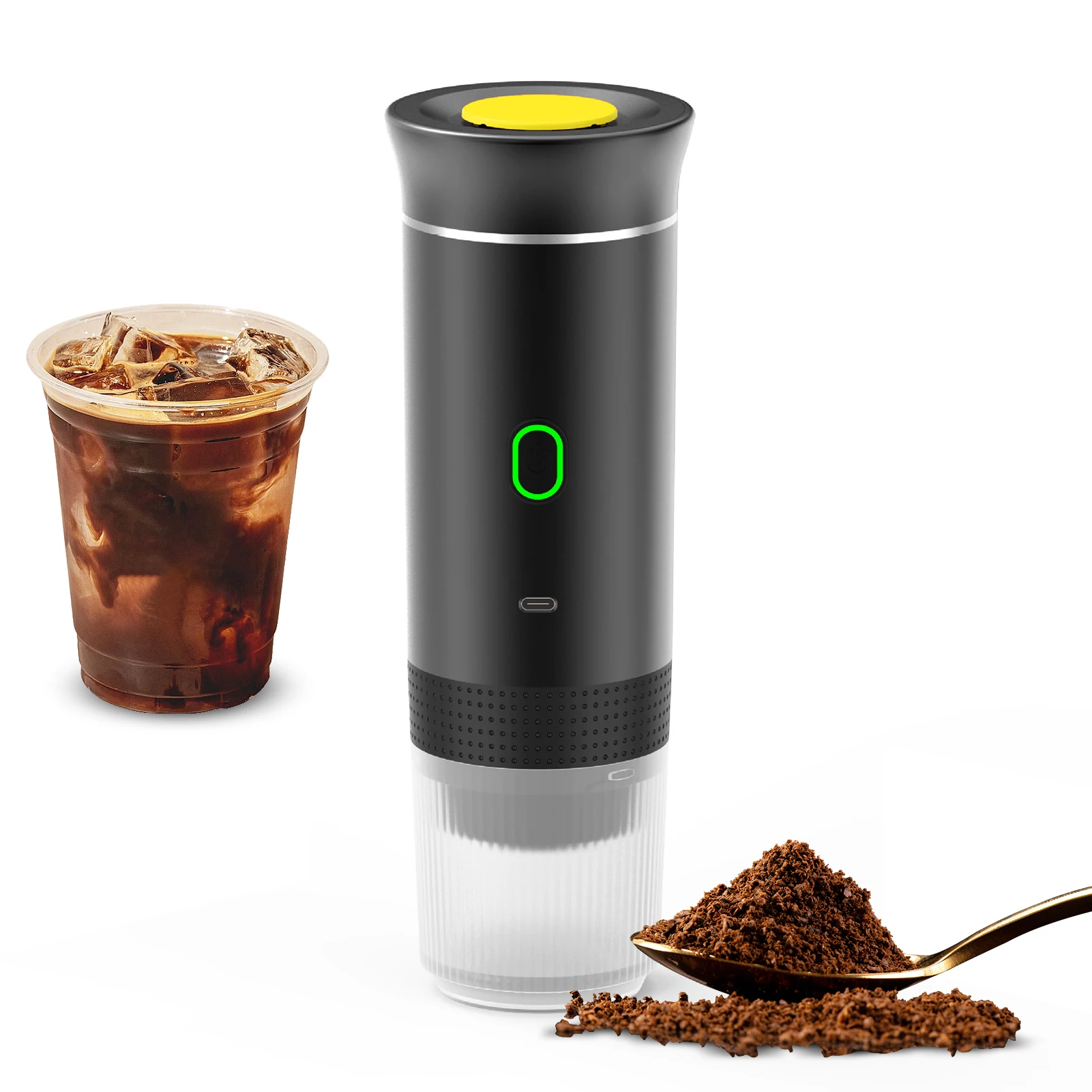 Portable Coffee Machine 3 in 1 Cordless Electric Mini Coffee Maker Work With Capsule and Ground 15Bar with 120ml Cup
