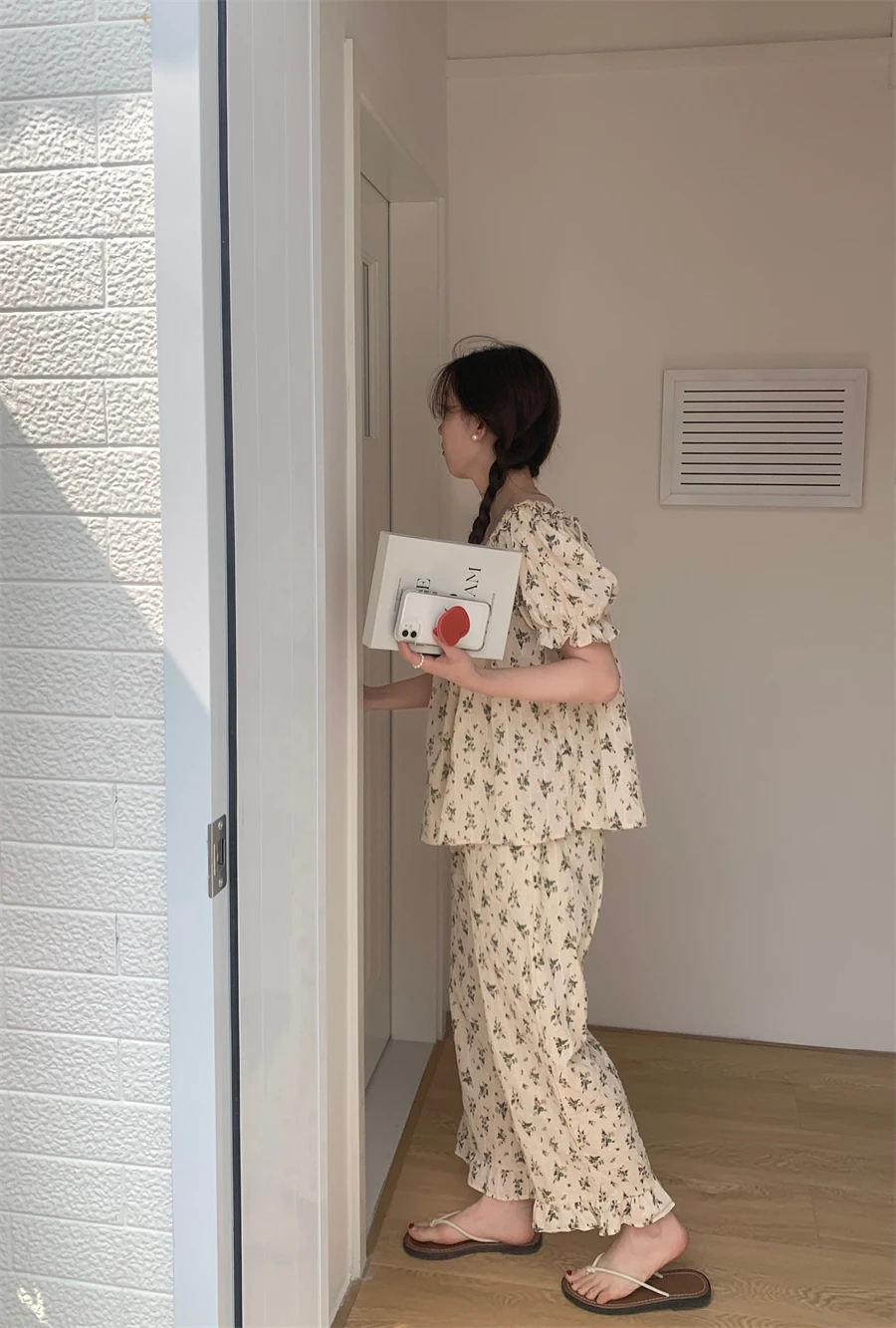 Women's Cute Long Trpants short-sleeved pajamas, Thin Section Home Service Clothing, Indoor Pajamas Set